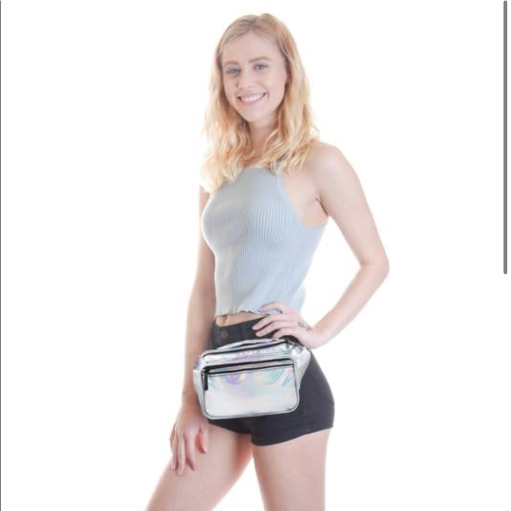 Silver metallic fanny pack